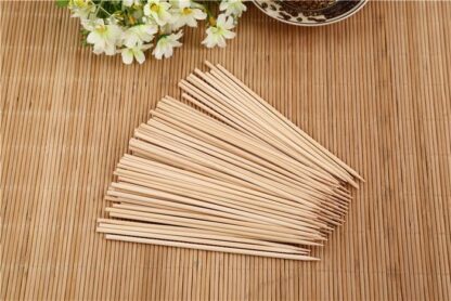 1107 Camping Wooden Color Bamboo BBQ Skewers Barbecue Shish Kabob Sticks Fruit Kebab Meat Party Fountain Bamboo BBQ Sticks Skewers Wooden (30cm) - Image 3