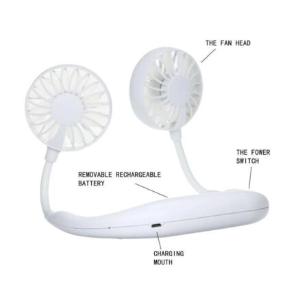 0875 Portable USB Battery Rechargeable Mini Fan - Headphone Design Wearable Neckband Fan - Image 5