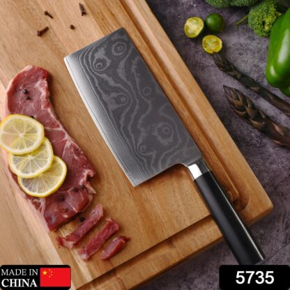 5735 Stainless Steel Chef Damascus Cleaver Vegetable Knife with Plastic Handle & Cover, Multipurpose Use for Kitchen or Restaurant (12 Inch) - Image 2