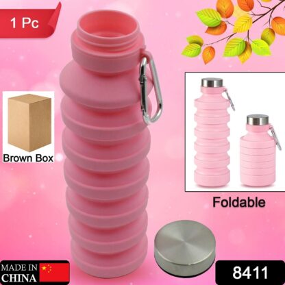 Foldable Water Bottle, Silicone Leak Proof Portable Sports Travel Water Bottle for Outdoor, Gym, Hiking (1 Pc / 24 cm Foldable) - Image 2