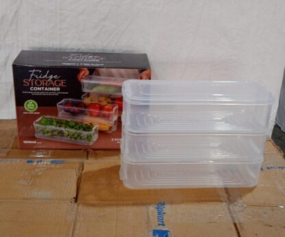 5595 3 Fridge Storage Container, Fridge Organizer with Lid Stackable Fridge Storage Containers Plastic Freezer Storage Containers for Fish, Meat, Vegetables, Fruits, Pack of 3pcs, 1500ML Approx - Image 8