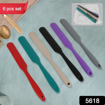 Dough Scraper Silicone Cake Spatula Non-Stick Butter Scraper Cake Mixer Ice Cream Scraper Kitchen Pastry Baking Supplies Spatula Silicone (6 Pcs Set / 25 CM) - Image 2