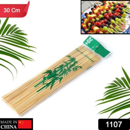 1107 Camping Wooden Color Bamboo BBQ Skewers Barbecue Shish Kabob Sticks Fruit Kebab Meat Party Fountain Bamboo BBQ Sticks Skewers Wooden (30cm) - Image 2