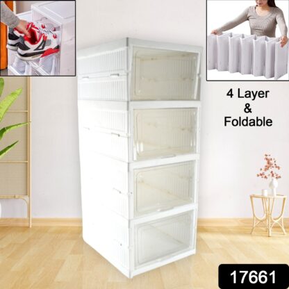 Stackable Multifunctional Storage, for Clothes Foldable Drawer Shelf Basket Utility Cart Rack Storage Organizer Cart for Kitchen, Pantry Closet, Bedroom, Bathroom, Laundry (2, 3, 4, 5, 6 / Layer 1 Pc) - Image 4