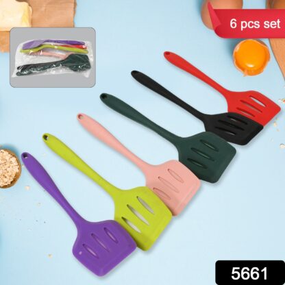 Multipurpose Silicone Spoon, Silicone Basting Spoon Non-Stick Kitchen Utensils Household Gadgets Heat-Resistant Non Stick Spoons Kitchen Cookware Items For Cooking and Baking (6 Pcs Set) - Image 3