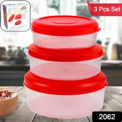 2062 Heavy Plastic Material Stackable & Reusable Classic Round Plastic Big Storage Container Box For Kitchen & Home Organization (PACK OF 3) - Image 2