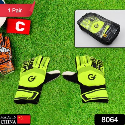 8064 Multi Function Finger Protection Sports kids goalkeeper gloves, football gloves for boys, kids, adults, football training gloves, super grip palm protection gloves (1 Pair) - Image 2