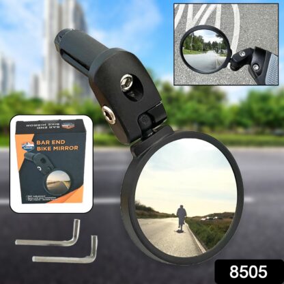 8505 Bar End Bike Mirror, Safe Rearview Mirror 360° Rotatable & Foldable Safety Bicycle Rear View Mirror, Mirror Durable Bike Mirror (1 Pc) - Image 2