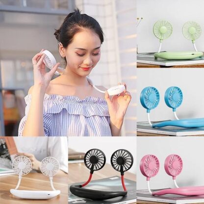 0875 Portable USB Battery Rechargeable Mini Fan - Headphone Design Wearable Neckband Fan - Image 6