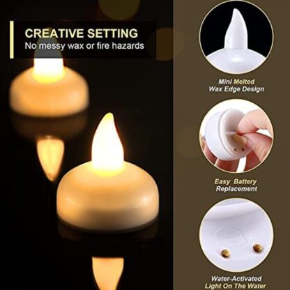 6432 Set of 12 Flameless Floating Candles Battery Operated Tea Lights Tealight Candle - Decorative, Wedding.( Diya , Divo , Diva , Deepak , Jyoti ,) - Image 8