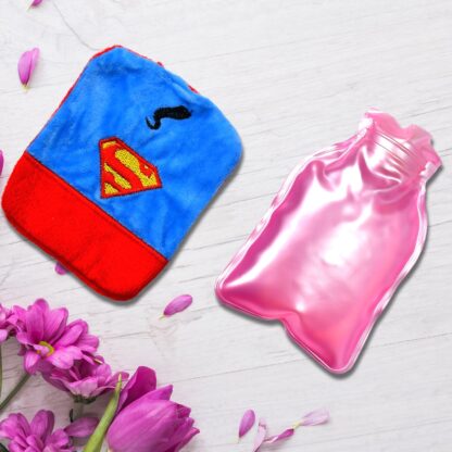 6530 Superman Print small Hot Water Bag with Cover for Pain Relief, Neck, Shoulder Pain and Hand, Feet Warmer, Menstrual Cramps. - Image 3