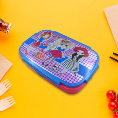 5485 CARTOON PRINTED PLASTIC LUNCH BOX WITH INSIDE SMALL BOX & SPOON FOR KIDS, AIR TIGHT LUNCH TIFFIN BOX FOR GIRLS BOYS, FOOD CONTAINER, SPECIALLY DESIGNED FOR SCHOOL GOING BOYS AND GIRLS - Image 5