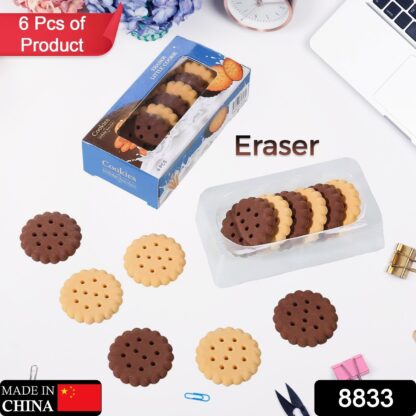 8833 Pack of 6 Erasers Erasers Stationery School Rubber Schools Sketches Office Sign Kid Party Favour Gift Toy Gift Creative Christmas Birthday Gift in Shape Biscuits (6 Pcs Set) - Image 2