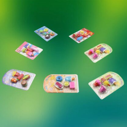 4392 Mix Design 1Set Fancy & Stylish Colorful Erasers for Children Different Designs & Mix, Eraser Set for Return Gift, Birthday Party, School Prize (1Set) - Image 2