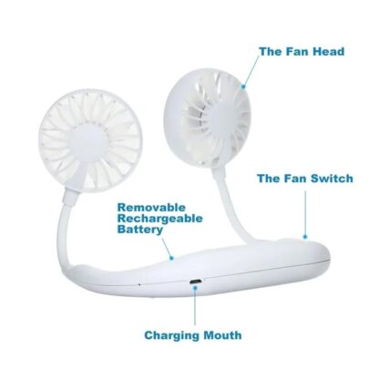 0875 Portable USB Battery Rechargeable Mini Fan - Headphone Design Wearable Neckband Fan - Image 7