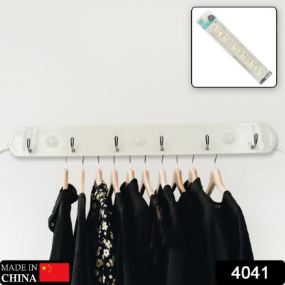 4041 Multipurpose hangers, Wall Door Hooks Rail for Hanging Clothes for Hanging Hook Rack Rail, Extra Long Coat Hanger Wall Mount for Clothes, Jacket, Hats, 6 Hook - Image 2