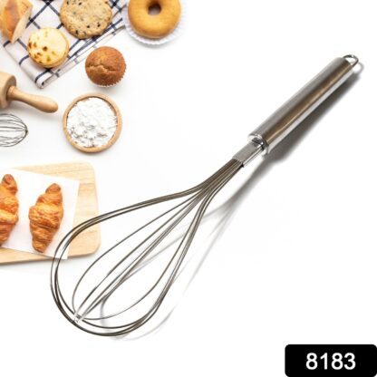 8183 Kitchen Whisk, Stainless Steel Kitchen Tool Non-Scratch Best Stainless Steel Whisk for Perfect Metal Hand Whisk for Cooking Soup Whisking Spatula Tool Is a Great Kitchen Accessory or Gift (1 Pc / 29cm) - Image 2