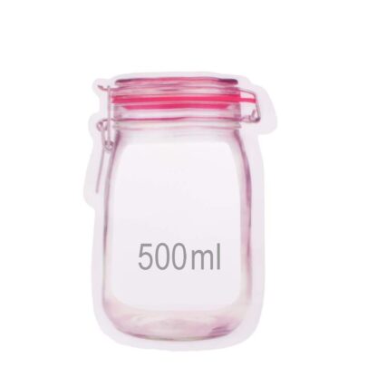 1074 Reusable Airtight Seal Plastic Food Storage Mason Jar Zipper (500ml) - Image 6