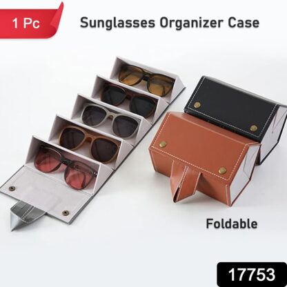 17753 5 Slots Sunglasses Organizer Box, Glass Holder Box, spectacle case of sunglasses, Specs case, Foldable Travel Glasses Case Storage (1 Pc) - Image 2