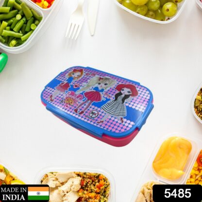 5485 CARTOON PRINTED PLASTIC LUNCH BOX WITH INSIDE SMALL BOX & SPOON FOR KIDS, AIR TIGHT LUNCH TIFFIN BOX FOR GIRLS BOYS, FOOD CONTAINER, SPECIALLY DESIGNED FOR SCHOOL GOING BOYS AND GIRLS - Image 2