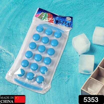 5353 Smart Push Pop Out Round  Shape Mini Ice Cube Trays with Flexible Silicone Bottom | Round Shape Silicone Chocolate Mold Maker Ice Cube Tray Freeze Mold - Image 2