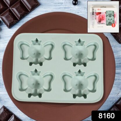 8160 Silicone Cartoon Shape 4 Grid Ice Cube Tray Ice Cube Molds Trays Small Cubes Tray For Fridge, Flexible Silicon Ice Tray (1 pc) - Image 2