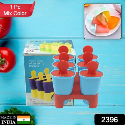 2396 Ice Candy Maker 6 pcs Set Kulfi Maker Ice Candy Mould Clear Popsicle Mold Homemade Ice Pop Maker Reusable Easy Candy Chocobar Kulfi Mould Tray with Sticks - Image 2