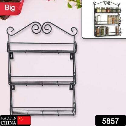 5857 Big Wall Mounted Iron Wall Shelf with 3 Storage Racks for Kitchen, Pantry, Cabinet, Counter top or Free Standing, Rack Holder for Kitchen - Image 2