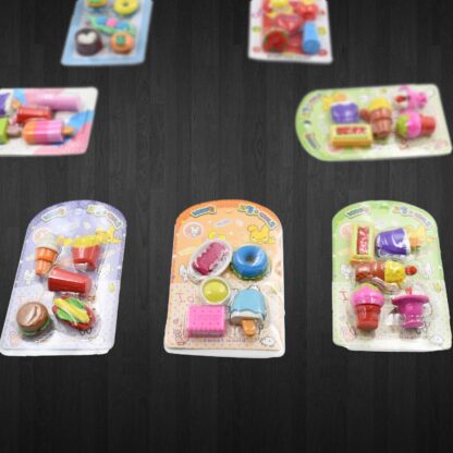 4392 Mix Design 1Set Fancy & Stylish Colorful Erasers for Children Different Designs & Mix, Eraser Set for Return Gift, Birthday Party, School Prize (1Set) - Image 3