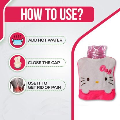 Pink Hello Kitty Small Hot Water Bag with Cover for Pain Relief - Image 5