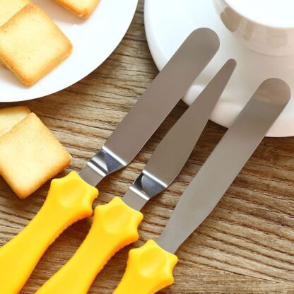 2805 MULTI-FUNCTION STAINLESS STEEL CAKE ICING SPATULA FLAT ANGULAR TRIANGLE PALLET KNIFE SET - Image 3