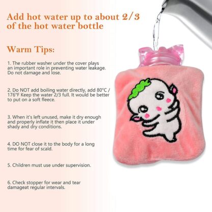 6532 Pink Cartoon small Hot Water Bag with Cover for Pain Relief, Neck, Shoulder Pain and Hand, Feet Warmer, Menstrual Cramps. - Image 7