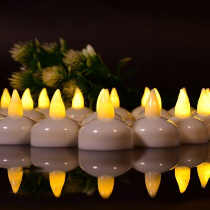 6432 Set of 12 Flameless Floating Candles Battery Operated Tea Lights Tealight Candle - Decorative, Wedding.( Diya , Divo , Diva , Deepak , Jyoti ,) - Image 6