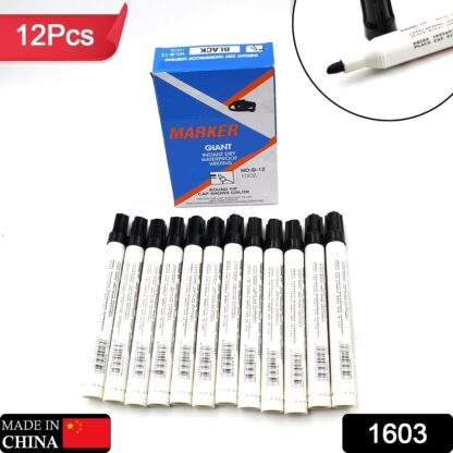 1603 BLACK PERMANENT MARKER LEAK PROOF MARKER CRAFTWORKS, SCHOOL PROJECTS AND OTHER | SUITABLE FOR OFFICE AND HOME USE (PACK OF 12 PC) - Image 2