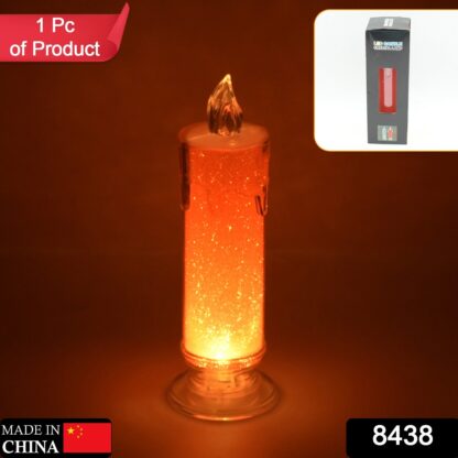 8438 Red LED Flameless Candles Battery Operated Pillar Candles Flickering Realistic Decorative Lamp Votive Transparent Flameless Ornament Tea Party Decorations for Hotel, Scene,Home Decor, Restaurant, Diwali Decoration Candle Crystal Lamp (1 Pc) - Image 2