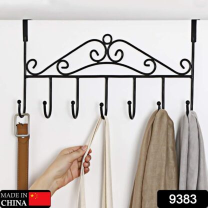 9383 Over The Door Hanger Rack 7 Hooks Decorative Ognazier Hook Rack Stylish Door Hanger Door Hook Hangers with 7 Hooks,Metal Hanging Rack for Home Office Use - Image 2