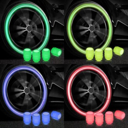 0547 Tyre Valve Caps Luminous Glow Car Tire Air Stem Valve Cap Covers vaal cap ( 4 Pcs Mix Colour) - Image 2