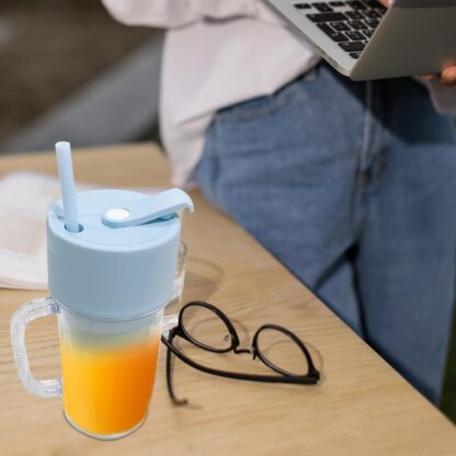 5841 2 In1 Portable Crusher Juicer With Handle & Straw for Smoothie Sipper USB Rechargeable (340 ml) 6 Stainless Steel Blades Compact Juicer Mixer, Juicer Portable Fresh Juice Blender Portable Electric Juicer ( 340 ML ) - Image 3