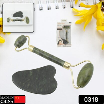 Gua Sha Stone and Anti Aging Jade Roller Massager for Face Massage Natural Face Skincare Massager & Face Roller Massager for Women | Face Shaper Jade Roller and Gua Sha Set for Glowing Skin - Image 2