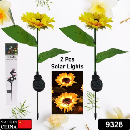 2 Pc Outdoor Solar Sunflower Lights Intelligent Light Control Waterproof Garden Landscape Stake Light - Image 3