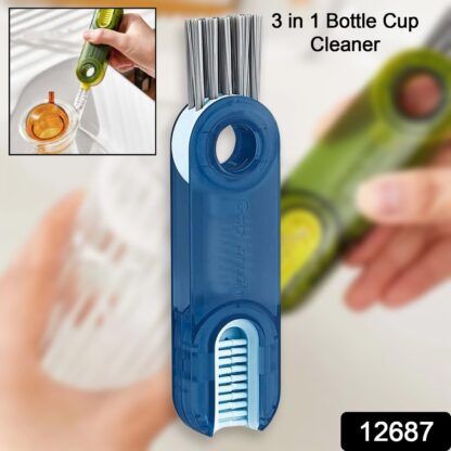 12687 3in1 Multifunctional Cleaning Brush, Bottle Cleaning Brush, Cup Cleaner Brush, for Bottle Cup Cover Lid Home Kitchen Cleaning Tool (1 Pc) - Image 2