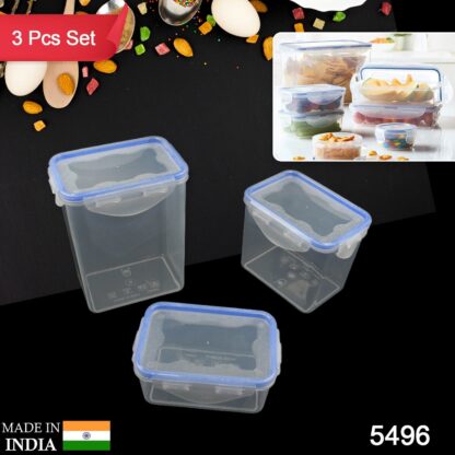 5496  Kitchen Storage Container Set with Food Grade Plastic and Air Seal Lock Lid for Storage of Grocery, Spices, Dry fruits Use For Home, Office, Restaurant, Canteens (3 Piece Set) - Image 2