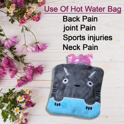 6528 Grey Cat Print small Hot Water Bag with Cover for Pain Relief, Neck, Shoulder Pain and Hand, Feet Warmer, Menstrual Cramps. - Image 3