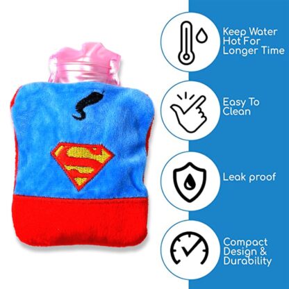 6530 Superman Print small Hot Water Bag with Cover for Pain Relief, Neck, Shoulder Pain and Hand, Feet Warmer, Menstrual Cramps. - Image 6