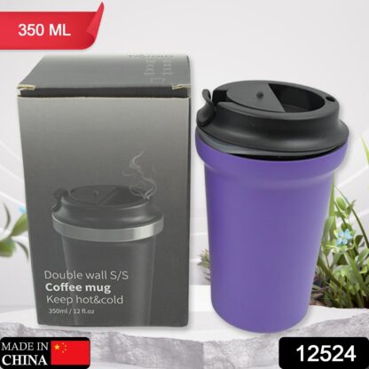 12524 Stainless Steel Vacuum Insulated Coffee Cups Double Walled Travel Mug, Car Coffee Mug with Leak Proof Lid Reusable Thermal Cup for Hot Cold Drinks Coffee, Tea (1 Pc 350ML) - Image 2