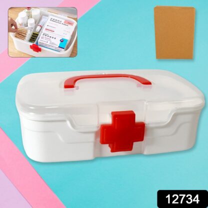 12734 Medical Box, 1 Piece, Indoor Outdoor Medical Utility, Medicine Storage Box, Detachable Tray Medical Box Multi Purpose Regular Medicine, First Aid Box with Handle & Transparent Lid - Image 2