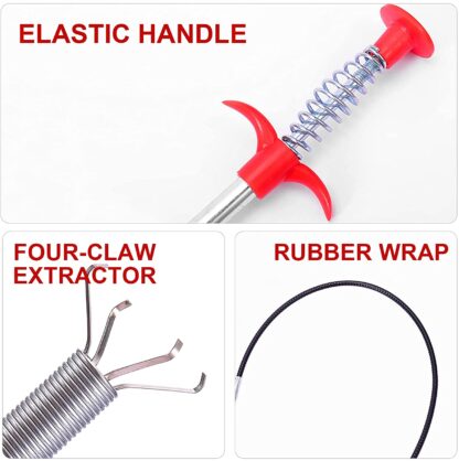 1628 Multifunctional Cleaning Claw Pilpe Cleaner Drainage Block Remover Drain Spring Pipe Dredging Tool, Drain Cleaning Tool for Hair Drain Drain Cleaner Sticks drain pipe clearer (290 Cm) - Image 2