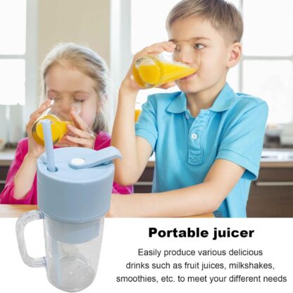 5841 2 In1 Portable Crusher Juicer With Handle & Straw for Smoothie Sipper USB Rechargeable (340 ml) 6 Stainless Steel Blades Compact Juicer Mixer, Juicer Portable Fresh Juice Blender Portable Electric Juicer ( 340 ML ) - Image 7