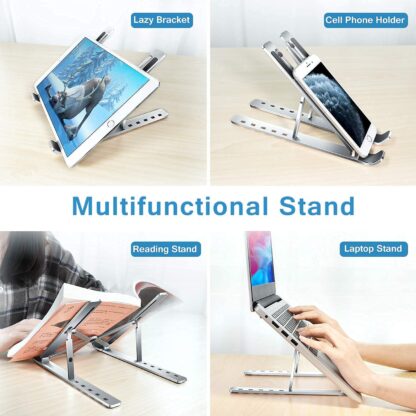 12874 Laptop Stand for Desk | Metal Portable Laptop Stand, with 7 Adjustable Angles | Laptop Riser, Phone, and Tablet Stand | Compatible for All Laptop - Image 6