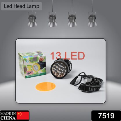 7519 HEAD LAMP 13 LED LONG RANGE RECHARGEABLE HEADLAMP ADJUSTMENT LAMP USE FOR FARMERS, FISHING, CAMPING, HIKING, TREKKING, CYCLING - Image 2